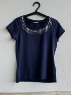 C&A by Jessica - j. nowa w granacie dekolt z dżetami w srebrze 38!