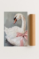 Plakat bez ramy 30x40cm Delikatność Skrzydeł Łabędzie na wodzie Ptak Natura