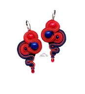 Kolczyki Sutasz Czerwono Niebieski Soutache x