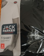 T-SHIRT MĘSKI CZARNY BAWELNIANY Jack Parker V-neck Xl/2XL
