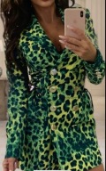 Sukienka panterka Lady Drama neon zielona guziki gorset S