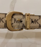 Michael Kors brązowy pasek dwustronny skórzany logotyp marki 106 L