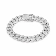 WYSADZANA CYRKONIAMI MĘSKA BRANSOLETKA BŁYSZCZĄCA PANCERKA W STYLU ICED OUT