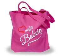 Torba eko bawełniana zakupy prezent dzień BABCI różowa - TWOJE IMIĘ