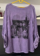 M BLUZKA S OLIVER urocza FIOLET CEKINY OMBRE GRAFIKA MIASTO