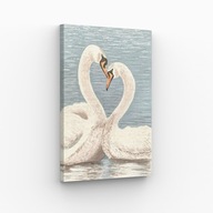 Obraz na Płótnie 40x70cm Biała miłość na wodzie Łabędzie Jezioro Natura Hit