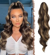 Feshfen kucyk doczep pasemka ciemny brąz - blond 60 cm falowany