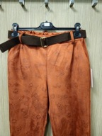 Spodnie jak aksamit cegła pomarańcz wytłaczane kwiaty r. Uni Italy !!!