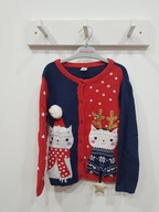 TU Świąteczny sweter sweterek rozpinany dziewczynka 110 - 116 cm