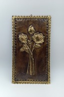 Płaskorzeźba relief metalowa mosiężna metaloplastyka - bukiet róż - 35cm