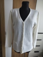 Sweter damski 42 miły otulający XL efektowny zapinany ekri
