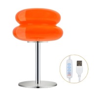 Lampa Stołowa Grzybek Pomarańczowa Szklana - Lampka Macaron - Bread lamp