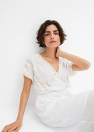 Hit !_NOWA 249zł LUKSUSOWA biała sukienka maxi_KORONKA_halka_WISKOZA r.44