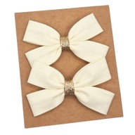 Spinki do włosów dla dziewczynki kokardki kremowe i złoto