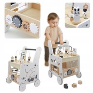 Drewniany Pchacz 6w1 Chodzik Dla Dzieci z Funkcją Stolika Edukacyjnego