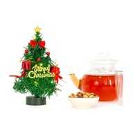 Stołowa sztuczna choinka 22 cm z ciepłymi białymi lampkami LED.