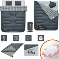 ŚPIWÓR TURYSTYCZNY ZIMOWY PUCHOWY KOŁDRA CIEPŁY 3W1 DLA 2 OSÓB KINGCAMP