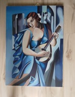 Tamara Łempicka- Z tamburynem - obraz malowany ręcznie - 50 na 70 cm