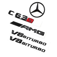KOMPLET EMBLEMATÓW W205 AMG MERCEDES C43 C53 C63 CZARNY POŁYSK EXTRA JAKOŚĆ