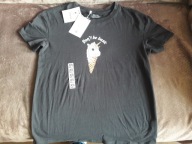 T-schirt szary z jednorożcem XS Bershka