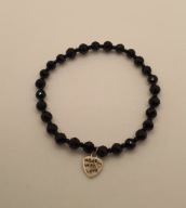 Bransoletka handmade z czarnego turmalinu na gumce jubilerskiej