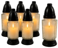 ZNICZE SZKLANE Z WKŁADAMI PARAFINOWYMI ZNICZE TRADYCYJNE NA GRÓB 21CM 6SZT