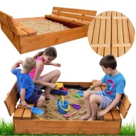 DUŻA PIASKOWNICA DREWNIANA ZAMYKANA DLA DZIECI 120CM PIASEK ZABAWKA PLAC