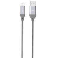 Kabel silikonowy – USB A na USB C szary 1 m