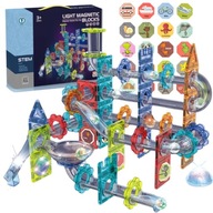 KLOCKI MAGNETYCZNE 120 SZT. ŚWIECĄCY PREZENT DLA 4 5 6 7 LATKA