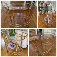 Orsenigo Italy Tuscania mosiężny pozłacany barek stolik na kółkach