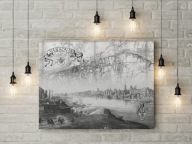 Warszawa obraz 70 x 100 płótno panorama plan retro