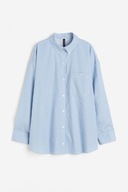 H & M paski błękitna oversize koszula boyfriend prążki niebieska popelinowa