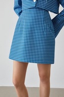 Z A R A spódnica mini ołówkowa krata niebieska kratka pepitka wysoki stan