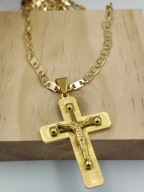 Złoty Naszyjnik męski Krzyż Jezus Stal 316L Splot Gucci klasa Design