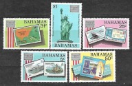 BAHAMY -100 lat Statuy Wolności -wystawa znaczków 1986 ** Mi 611-5 (2348)