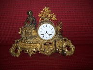 -OBNIŻKA--[@95] SUPER-Figuralny zegar kominkowy brąz złocony