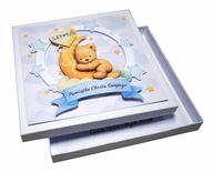 Kartka na Chrzest Roczek w pudelku, Pamiątka, IMIĘ dziecka, Balon, Życzenia