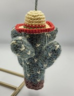 Kaktus w kapeluszu na szydełku zawieszka prezent miniaturka hand made