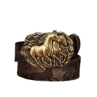 Pasek Do Spodni Western Dziki Zachód Złote Konie 120cm Brązowy