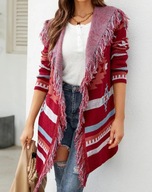 PONCHO PONCZO NARZUTKA AZTECKIE PERU frędzle paski