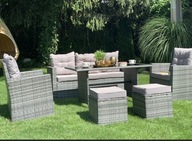 Meble ogrodowe zestaw Panama fotele , stół , sofa , pufy