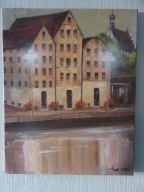 Lech Lewandowski-Bydgoskie spichrze nad Brdą-obraz olejny 40x50