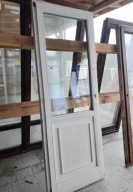 DRZWI/OKNO Balkonowe Drewniane Sosnowe z Kasetonem 85x230cm Białe