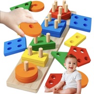 KLOCKI DREWNIANE SORTER UKŁADANKA LOGICZNO ZRĘCZNOŚCIOWA DREWNIANA