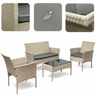 Meble Ogrodowe Beżowe/Neutralne Technorattan Zestaw Tarasowy