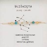 Bransoletka Znak Zodiaku BLIŹNIĘTA Kamień ksieżycowy, Apatyt, Cytryn