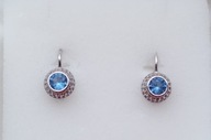 srebrne kolczyki z cyrkoniami BLUE RETRO