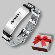 Bransoletka męska srebrna - grawer gratis - napis - prezent