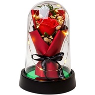 Wieczna róża w szkle świecąca LED Prezent na święta rocznicę Walentynki