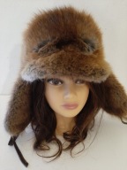 CZAPKA ZIMOWA Z NATURALNEGO FUTRA ORYGINALNA USZATKA Z FINLANDII